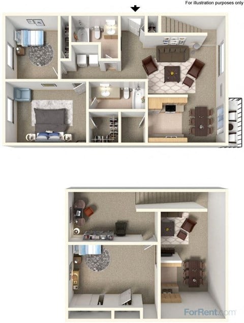 Floor plan for 3 beds, 2 baths, 1594 sqft